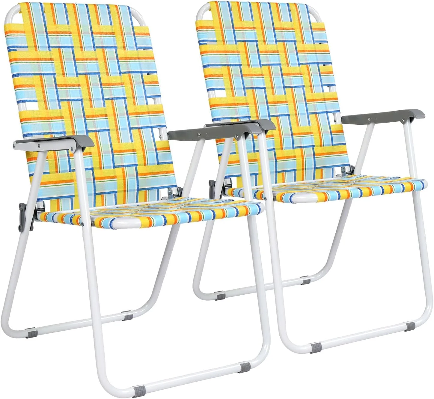 Patio Lawn Webbed Folding Chairs Set of 2, Outdoor Beach Portable Lawn Chair Camping Chair Beach Chair for Yard - Image 3
