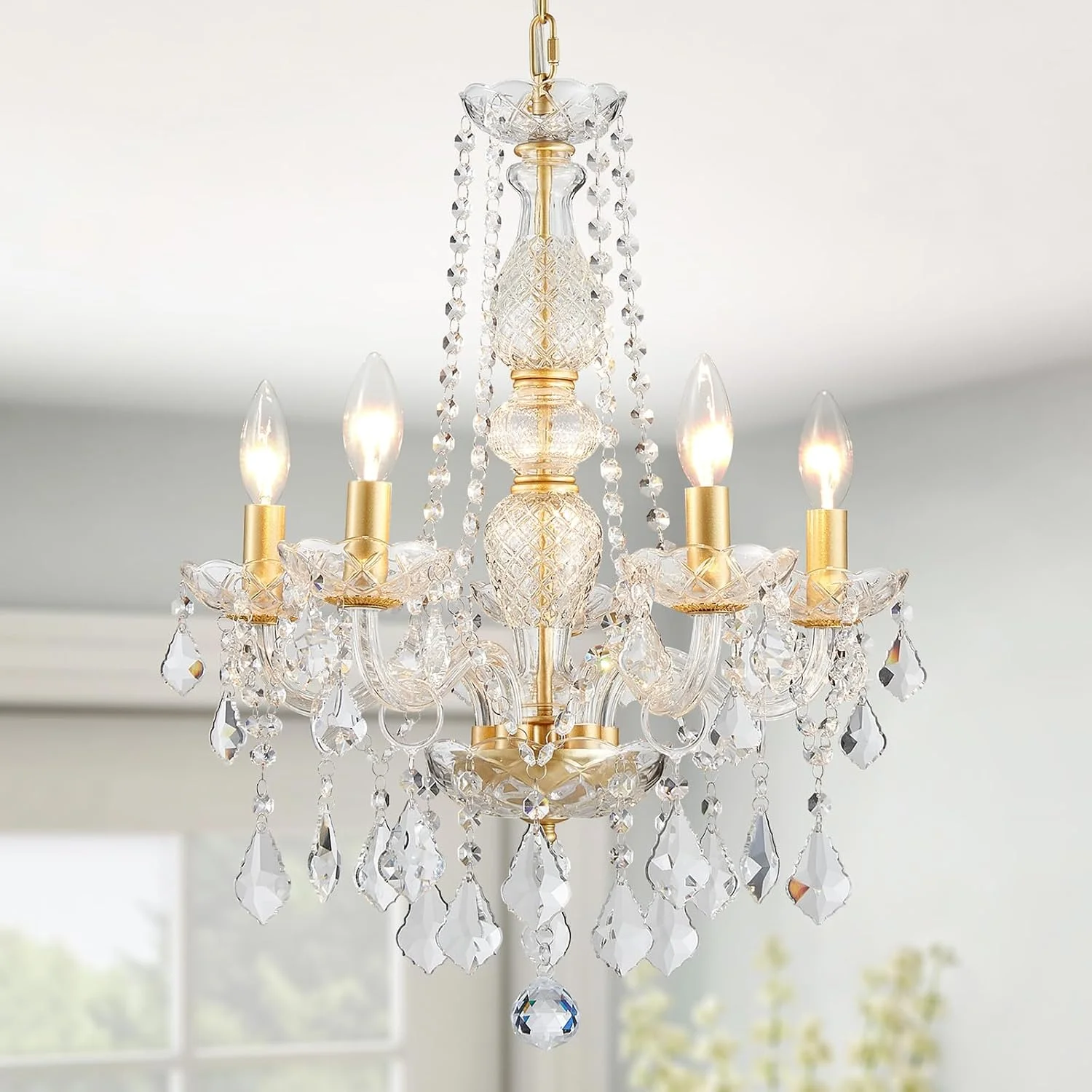 5-Light Crystal Candle Chandelier Pendant Ceiling Light Modern Lighting Fixture for Bedroom Hallway Bar Kitchen - Image 7