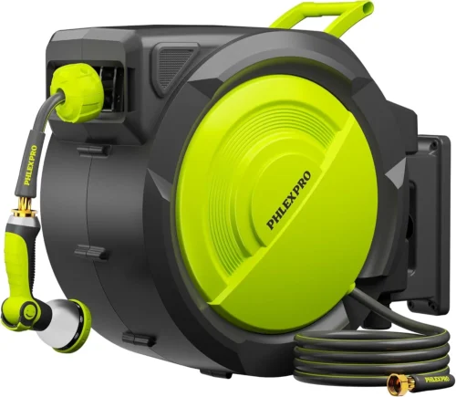 Alternative view of PRO 110FT x 1/2 Retractable Garden Hose Reel with 3/4 Brass Fitting, Heavy Duty Wall Mount Hose Reel, 180?? Swivel