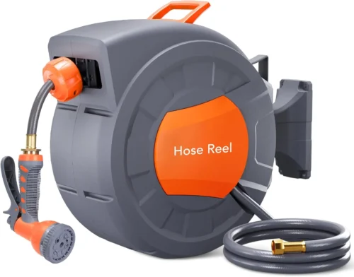 Alternative view of Retractable Garden Hose Reel, 1/2 in x 72 ft, Wall Mounted, 9-Function Sprayer, 180?? Swivel