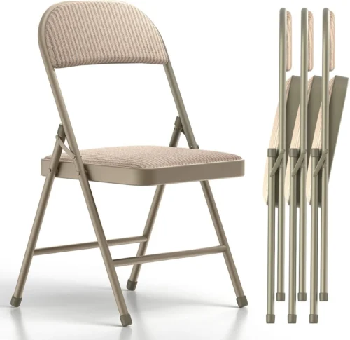 Alternative view of 4 Pack Folding Chairs, Fabric Dining Chair Set with Padded Cushion and Back