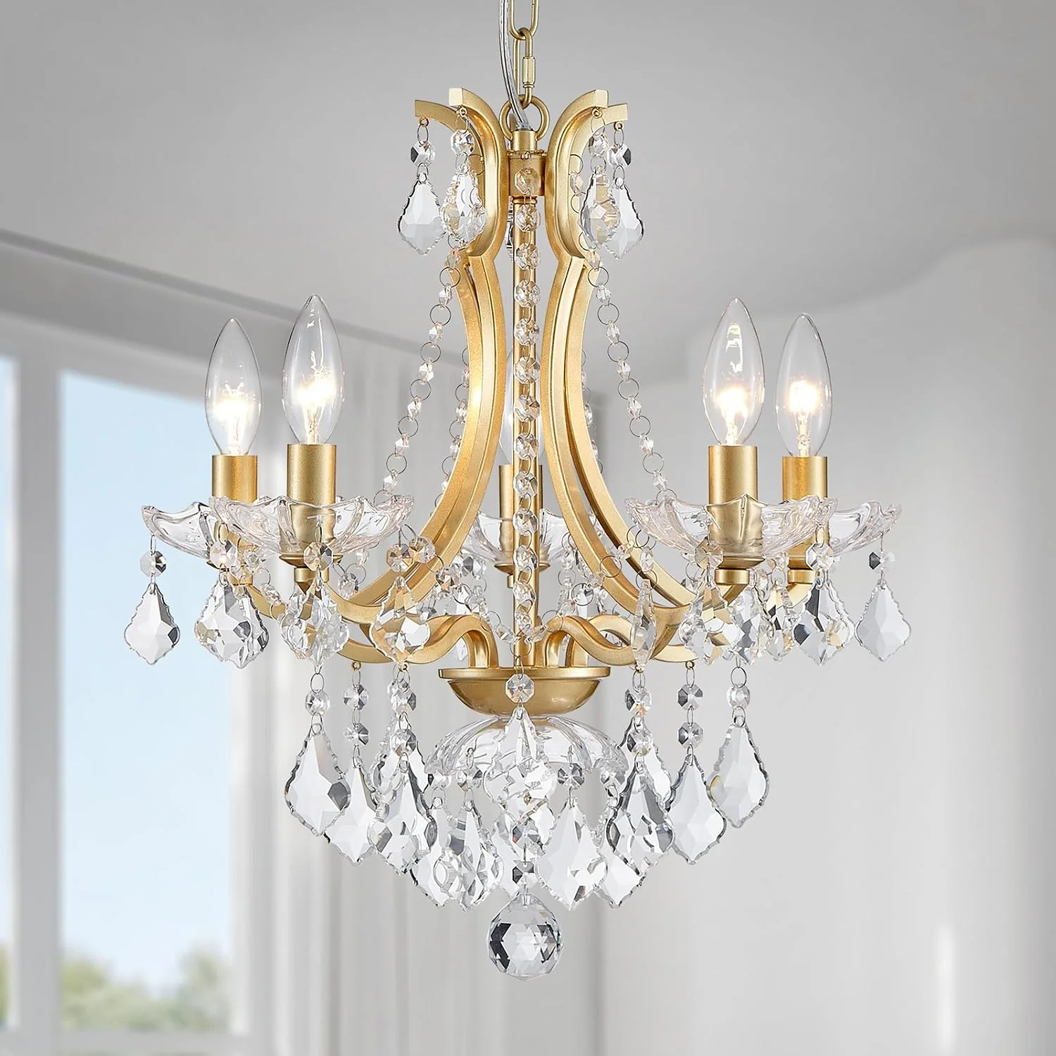 5-Light Crystal Candle Chandelier Pendant Ceiling Light Modern Lighting Fixture for Bedroom Hallway Bar Kitchen - Image 18