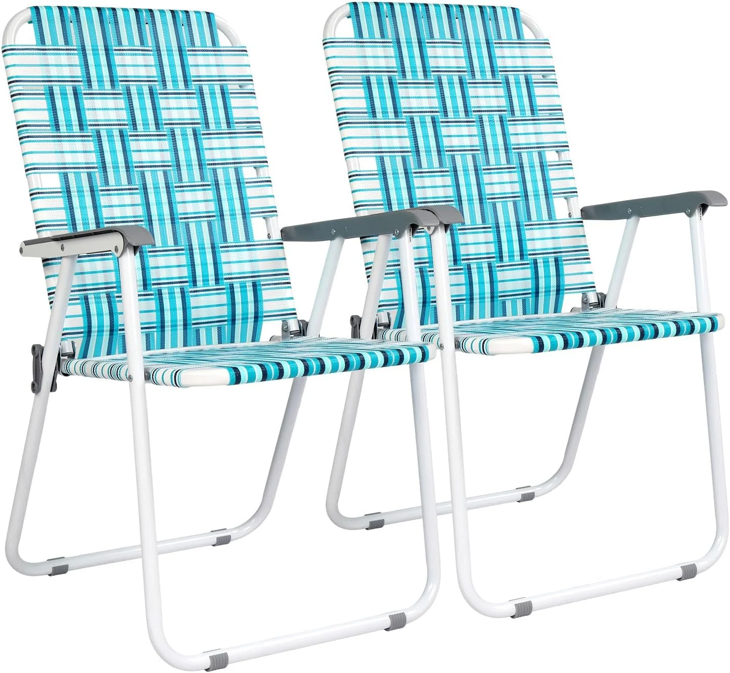 Patio Lawn Webbed Folding Chairs Set of 2, Outdoor Beach Portable Lawn Chair Camping Chair Beach Chair for Yard - Image 11