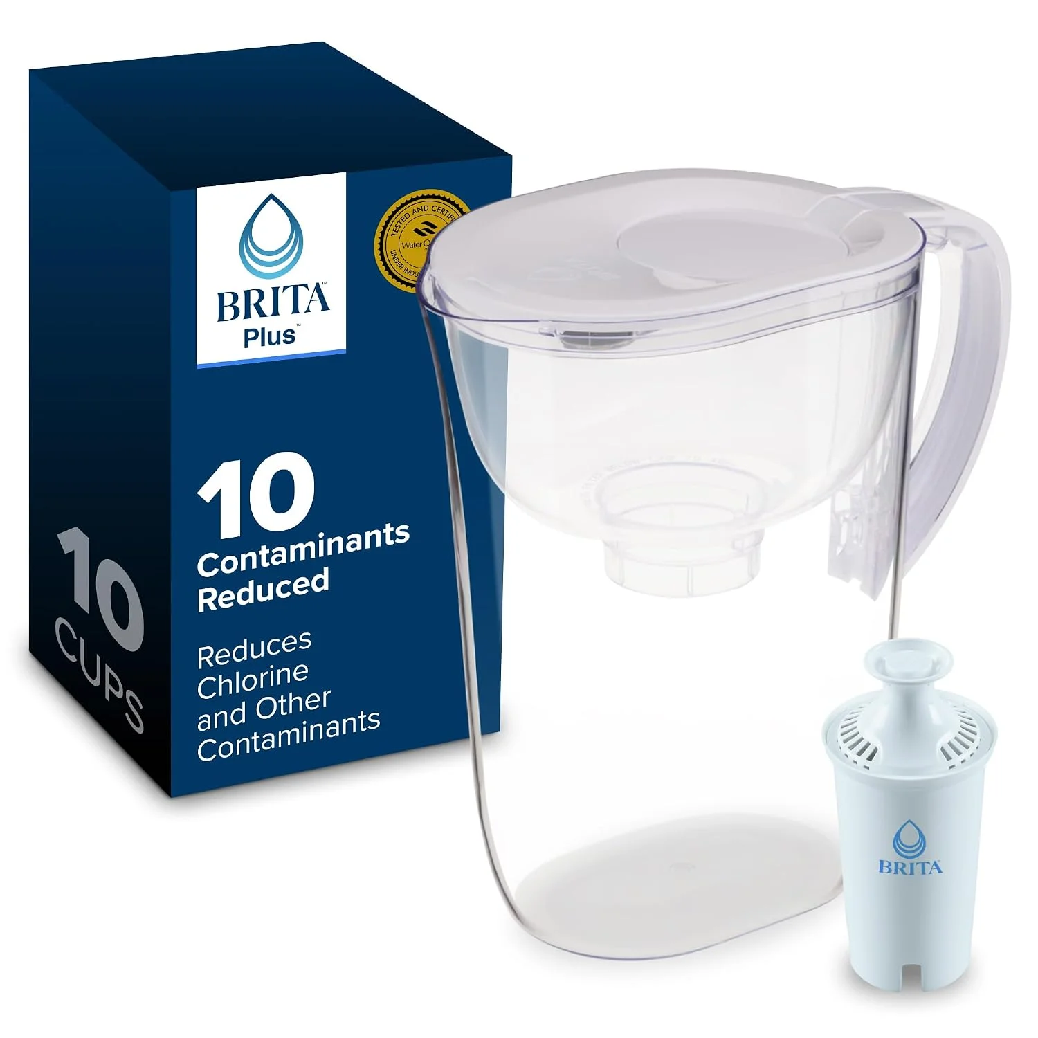 Large 10 Cup Water Filter Pitcher, Includes 1 Filter, Bright White - For Home Projects - Image 7
