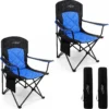 WIND Oversized Padded Camping Chair 2 Pack 350 LBS Capacity Heavy Duty Quad Chair with Lumbar-Support