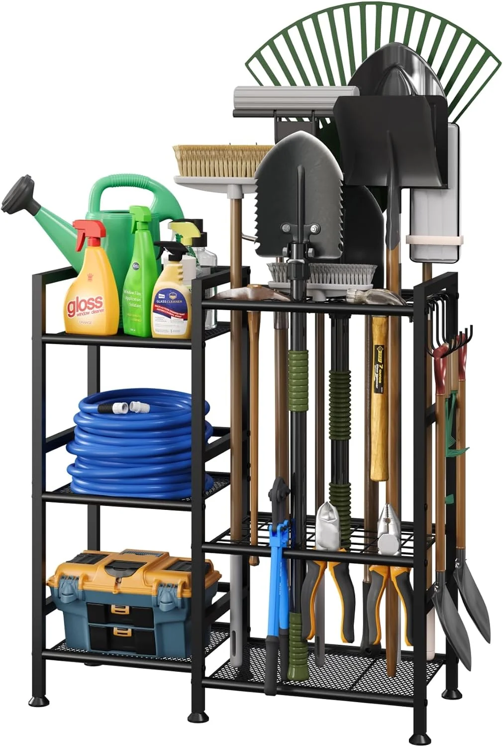 Garden Tool Organizer with Large Hooks, Garage Storage Rack - For Garage Organization - Image 3