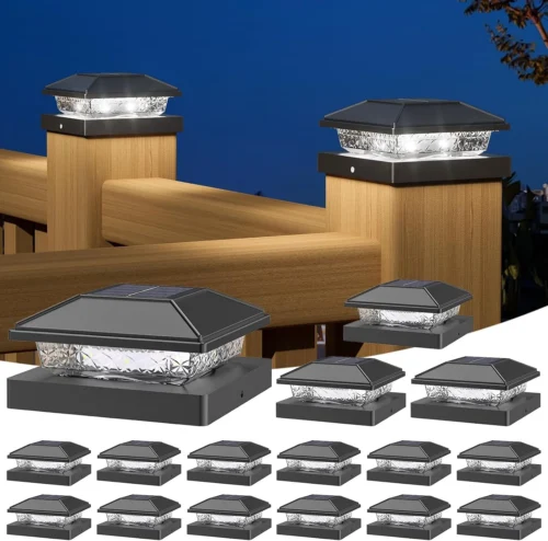 Solar Post Cap Lights, 4x4 Post Solar Light Cool White, White 12 Pack - For Home Projects
