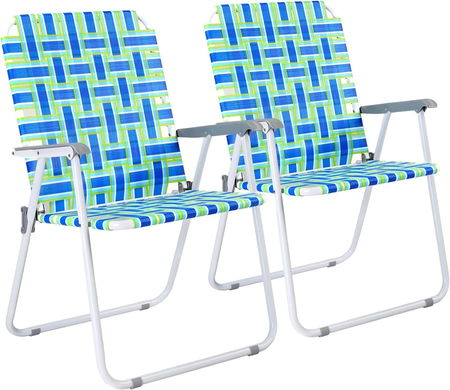 Patio Lawn Webbed Folding Chairs Set of 2, Outdoor Beach Portable Lawn Chair Camping Chair Beach Chair for Yard - Image 5