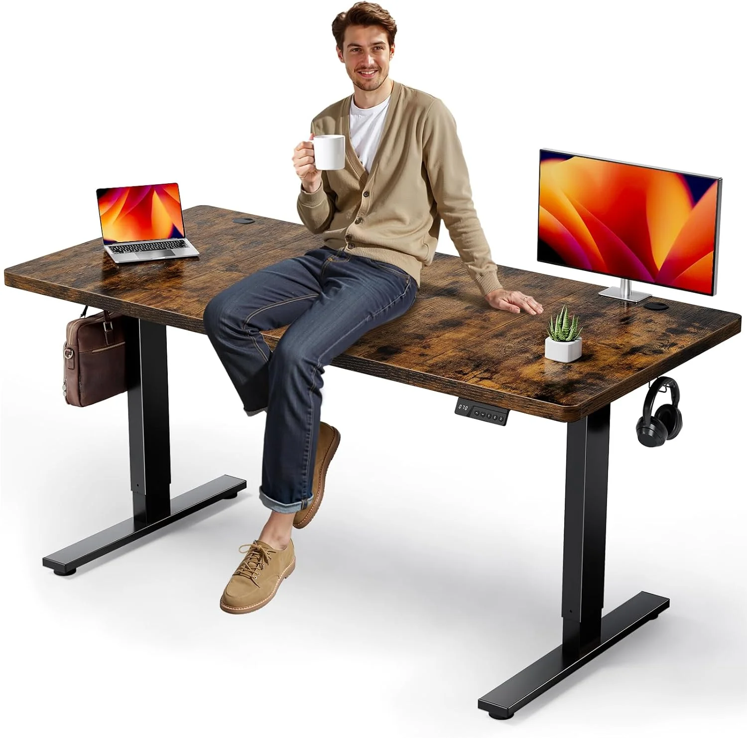 Nook Electric Standing Desk Adjustable, 60x28 Inch Sit Stand Desk with 1 Inch Thick Tabletop - Image 7
