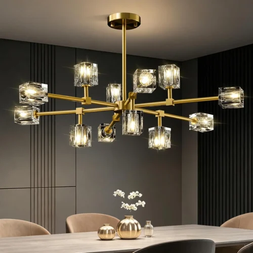Alternative view of Crystal Semi Flush Ceiling: Dining Room Bathroom Bedroom Chandelier