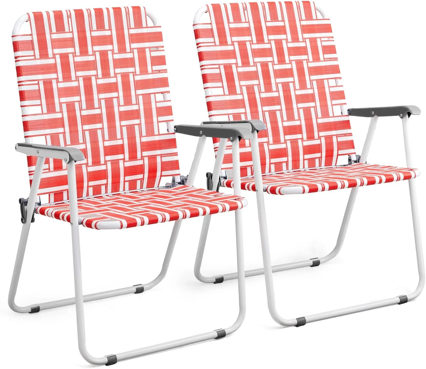 Patio Lawn Webbed Folding Chairs Set of 2, Outdoor Beach Portable Lawn Chair Camping Chair Beach Chair for Yard - Image 9