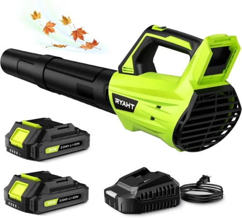 Blower Cordless, Leaf Blower with Battery and Charger - 2 Speed Modes, 2 Batteries, 20V Powerful Lightweight - For Yard Cleanup