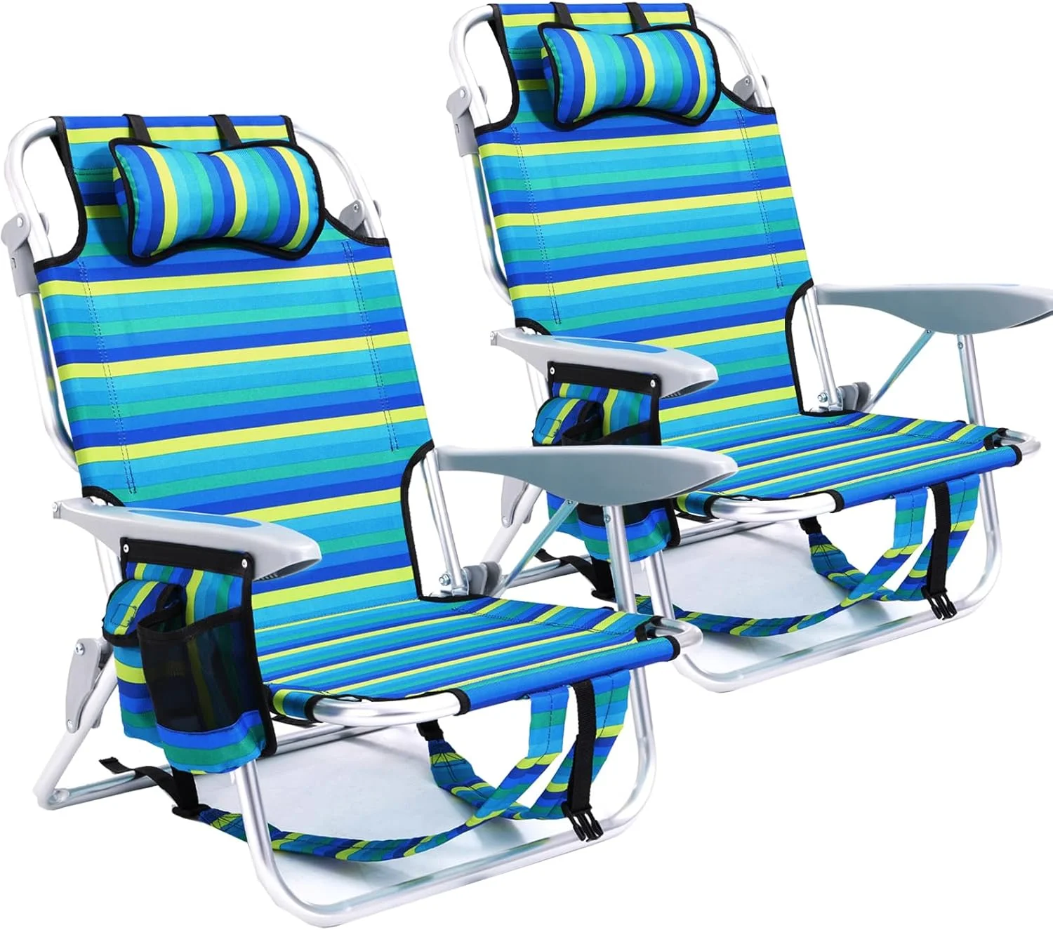 2 Pack Lightweight Portable Camping Beach Chair for Adults, Outdoor Lay Flat Folding Beach Chairs with 5 - Image 7