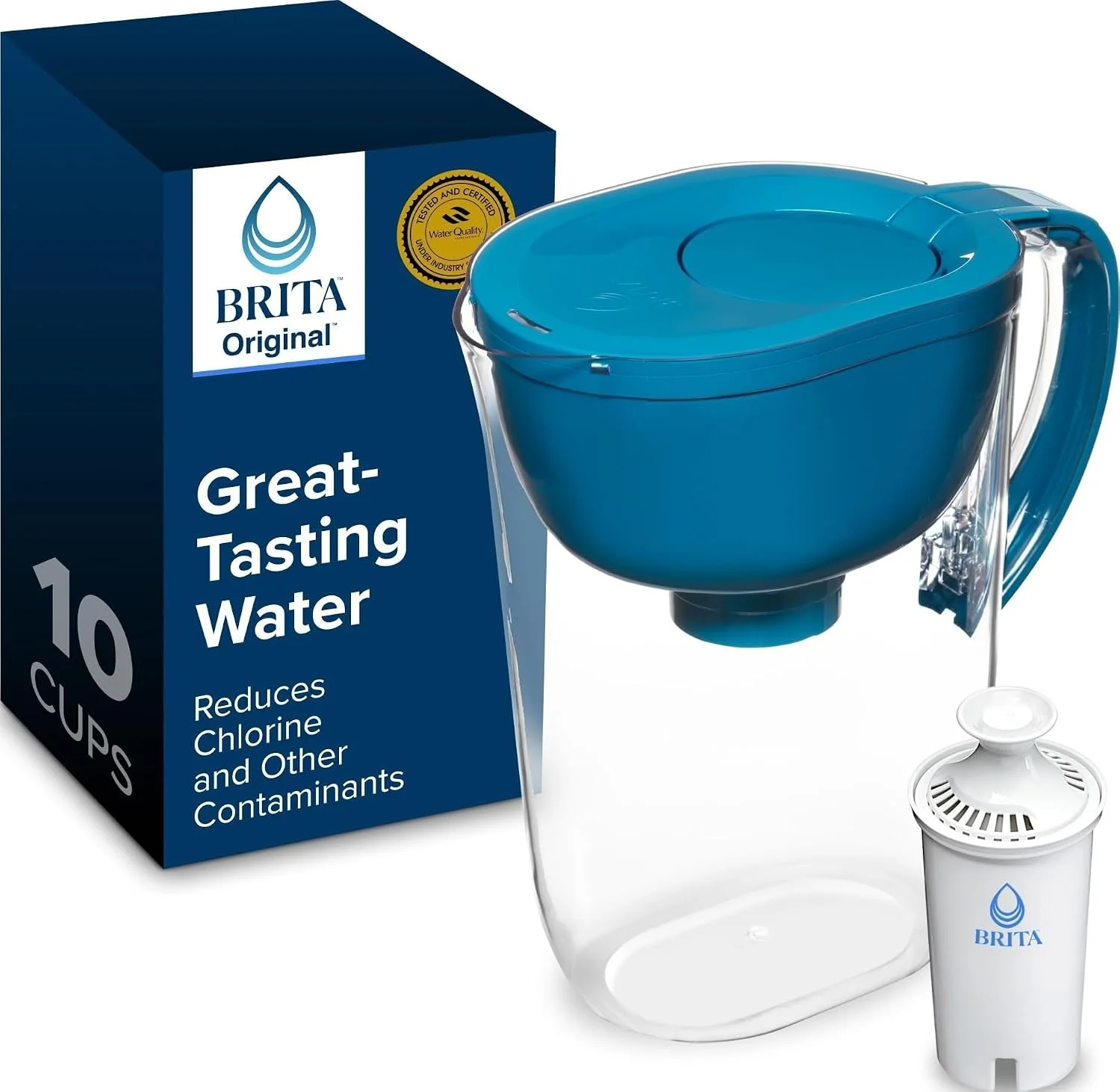 Large 10 Cup Water Filter Pitcher, Includes 1 Filter, Bright White - For Home Projects - Image 3