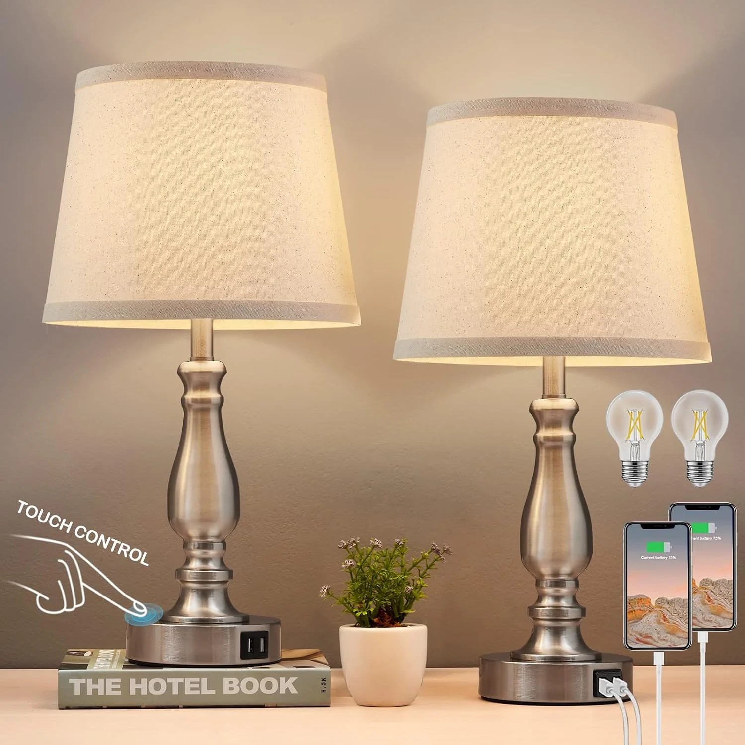 Nook Lamps for Bedroom Set of 2, Dimmable, Bulb Included - Image 7