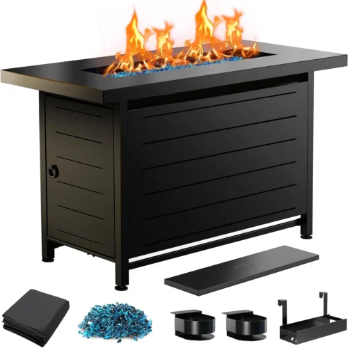 Alternative view of Large Propane Fire Pit 19 Inch, Gas Fire Pit with Grill Grate, Folding Legs, 58, 000 BTU