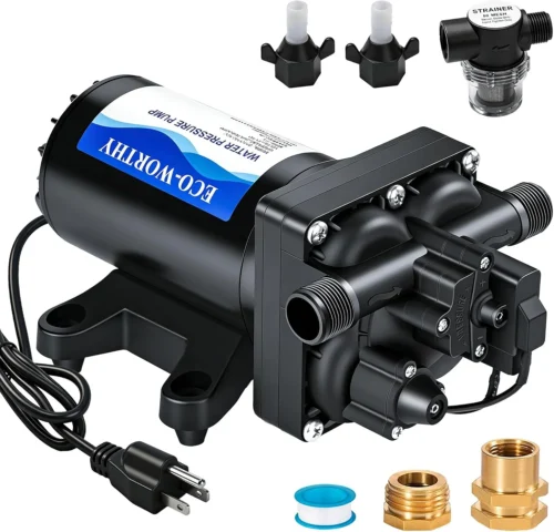 33-Series Industrial Water Pressure Pump 110V AC 4.0GPM 50PSI RV Fresh Water Diaphragm Pump include Garden