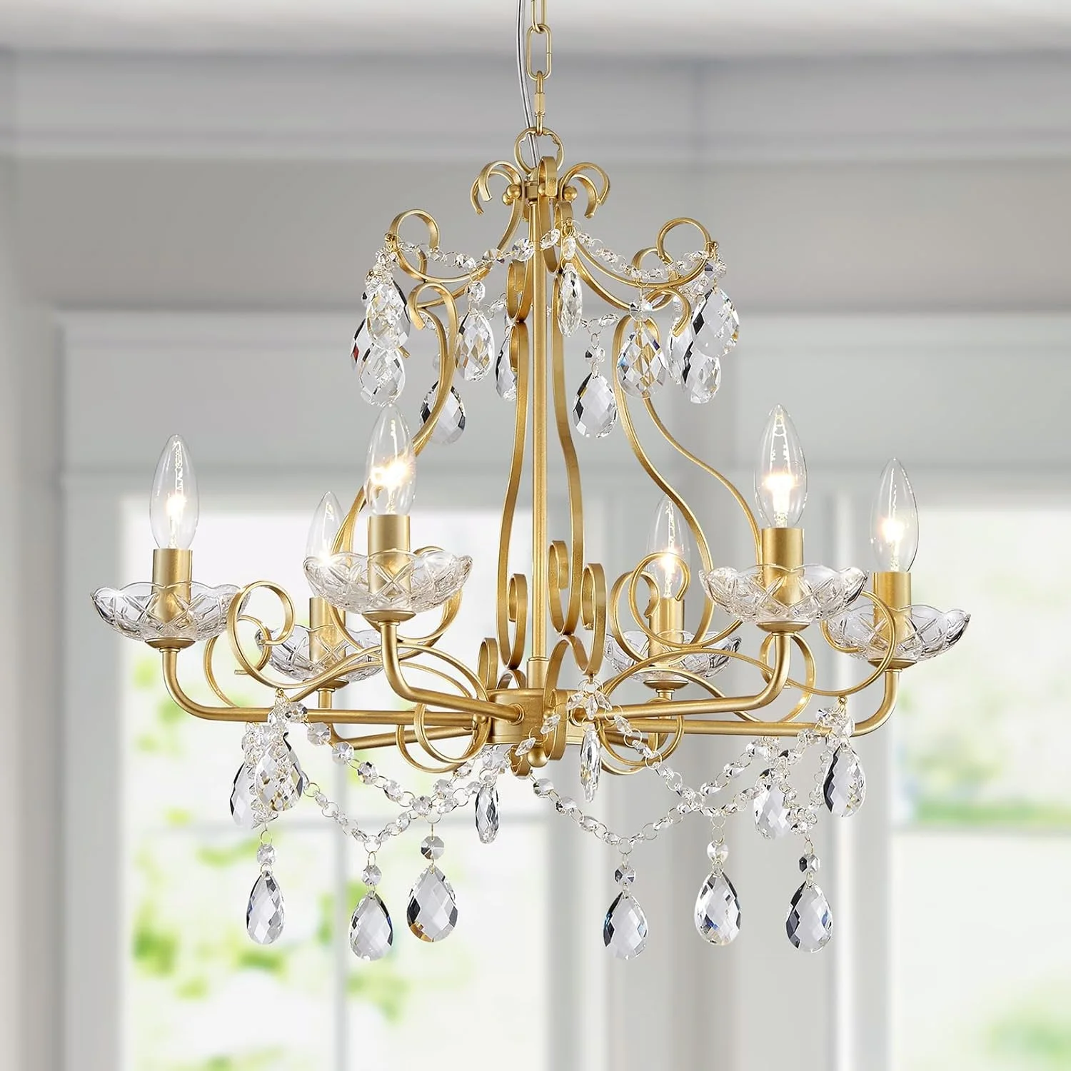5-Light Crystal Candle Chandelier Pendant Ceiling Light Modern Lighting Fixture for Bedroom Hallway Bar Kitchen - Image 12