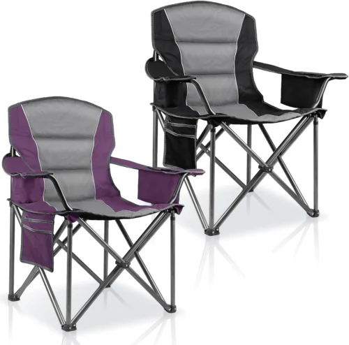 Alternative view of 2 Pack Padded Oversized Camping Chairs for Adults, Heavy Duty Support 400 Lbs, Folding Portable Lawn Chair