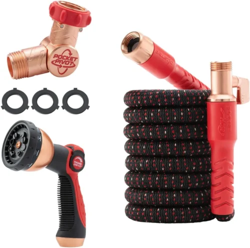 Hose Ballistic 50 FT Expandable Garden Hose, No-Kink, 360?? swiveling pocket pivot connector