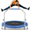 SP2 40/48 Foldable Mini Rebounder Trampoline for Adults, FED Fitness, 330/440 lbs Capacity, Adjustable Foam Handle