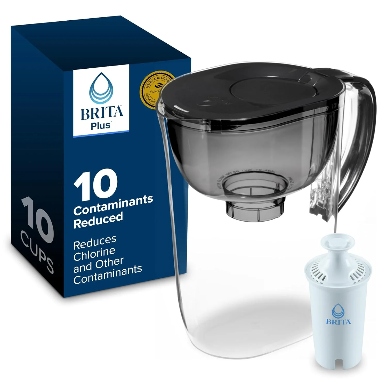 Large 10 Cup Water Filter Pitcher, Includes 1 Filter, Bright White - For Home Projects - Image 2