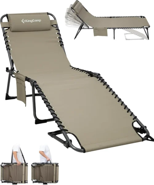 Alternative view of Lounge Chair with face Hole & Canopy Shade, 400LBS Folding Portable Tanning Chair with face Hole