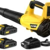 Blower, Electric Cordless Leaf Blower with 2 Batteries and Charger, 2 Speed Mode