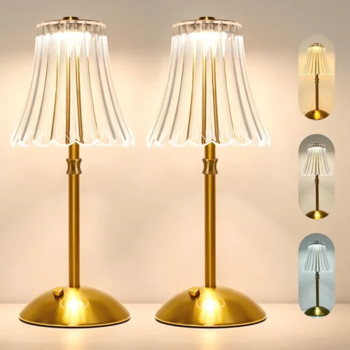 2 Pack Touch Cordless Rechargeable Table Lamp, Dimmable, 3-Color Temperature