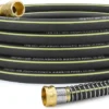 Lightweight Rubber Garden Hose 100 ft, 5/8 Hybrid Rubber Hose with Solid Brass Fitting