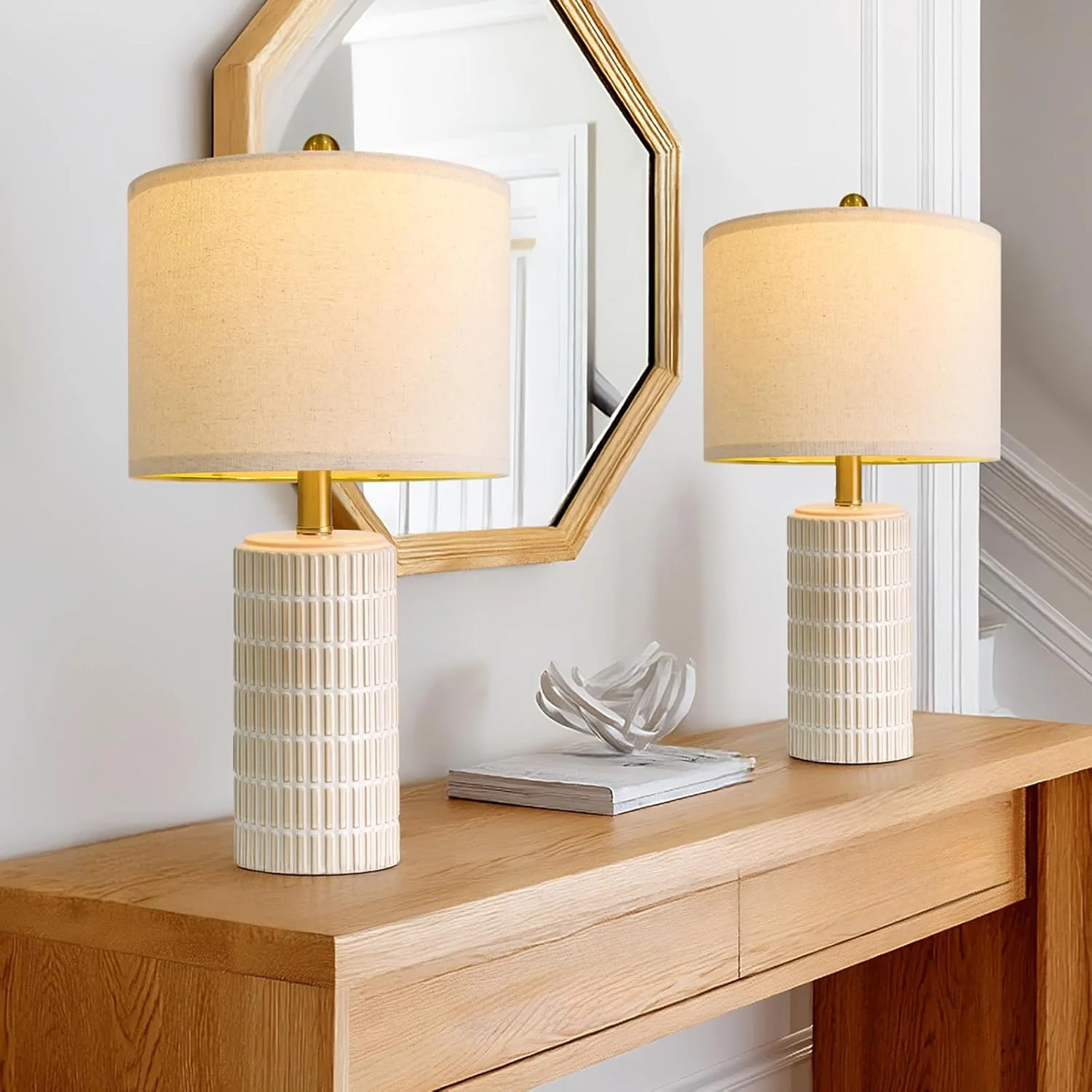 20.75 Small Modern Ceramic Table Lamp Set of 2 - Image 9