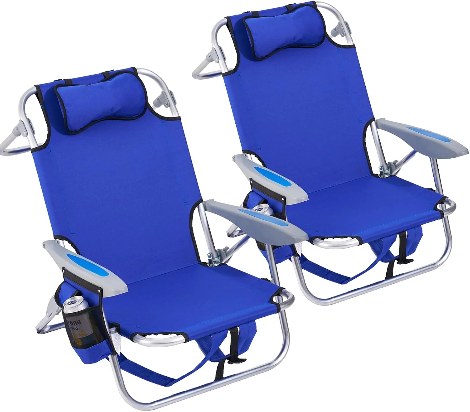 2 Pack Lightweight Portable Camping Beach Chair for Adults, Outdoor Lay Flat Folding Beach Chairs with 5 - Image 8