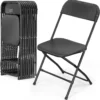 10 Pack White Plastic Folding Chair, Indoor Outdoor Portable Stackable Commercial Seat with Steel Frame 350lb.