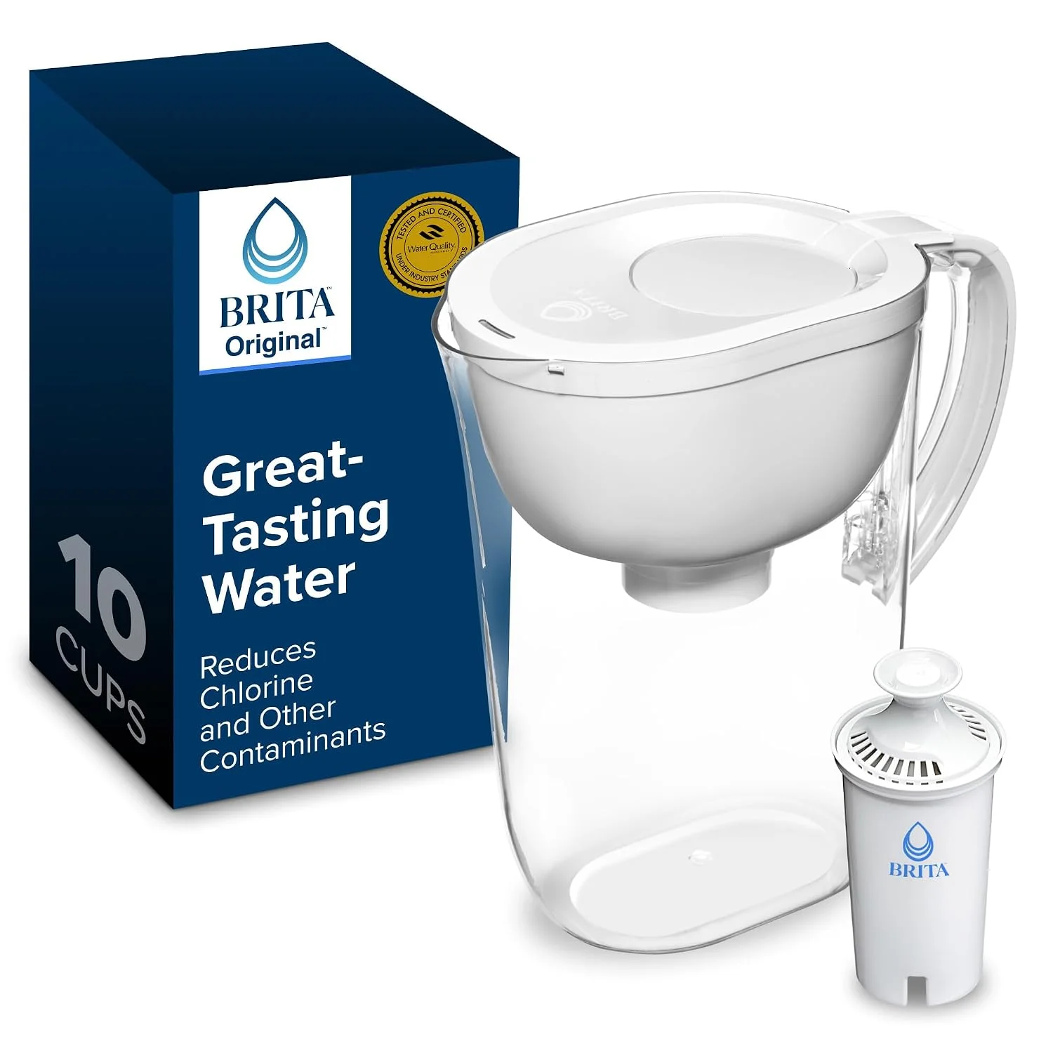 Large 10 Cup Water Filter Pitcher, Includes 1 Filter, Bright White - For Home Projects - Image 5