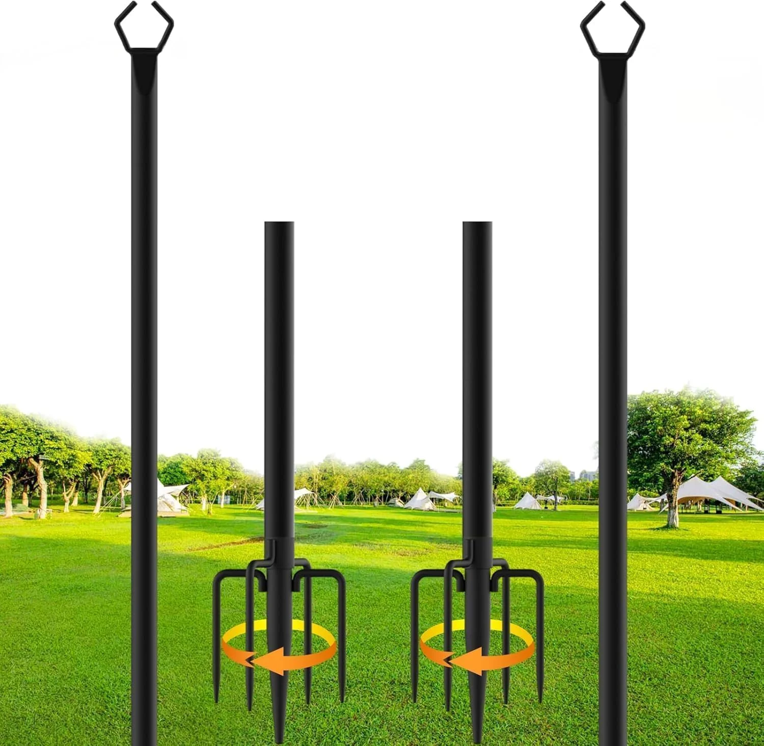 4 Pack String Light Poles, 10 Ft Metal Poles with Fork for Outdoor String Lights, Outdoor Light Poles with Fork - For Home Projects - Image 4