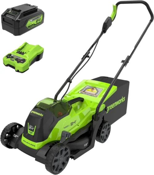 24V 13 in Push Lawn Mower, 4.0 Ah Battery and Charger - For Lawn Care