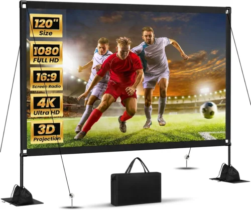 Alternative view of Projector Screen with Stand: Portable Projector Screen Outdoor Indoor Front/Rear16: 9 4K HD with Carry Bag