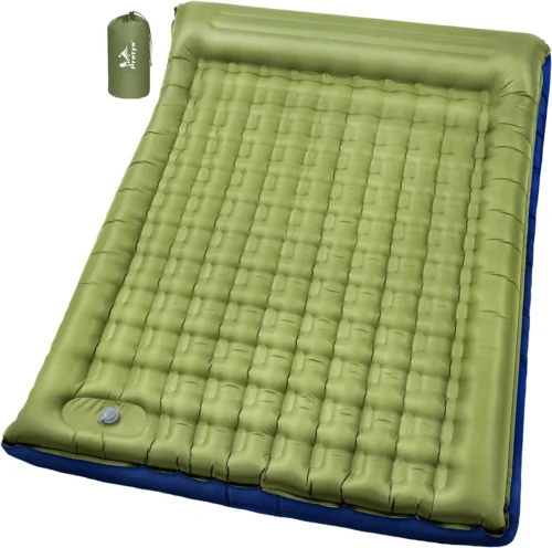 Double Sleeping Pad for Camping, 5.5 Ultra-Thick Camping Mattress with Pillow, Built-in Foot Pump