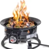 Living Portable Propane Fire Pit, 19-inch, 58, 000 BTU with Fire Pit Cover & Carry Kit, Black 893 Deluxe