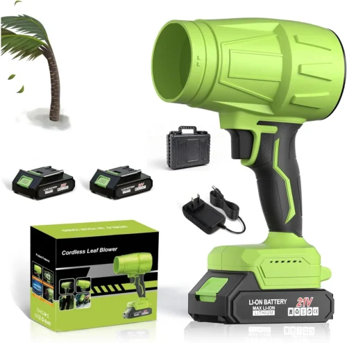 Blower 2x6.0Ah Battery & Charger, Electric Cordless Leaf Blower(Green) - For Yard Cleanup