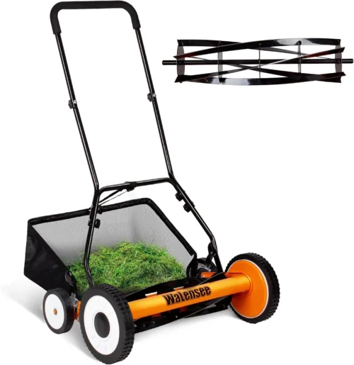 Alternative view of 18-Inch Manual Lawn Mower, 5-Blade Push Reel, 9 Heights - For Lawn Care