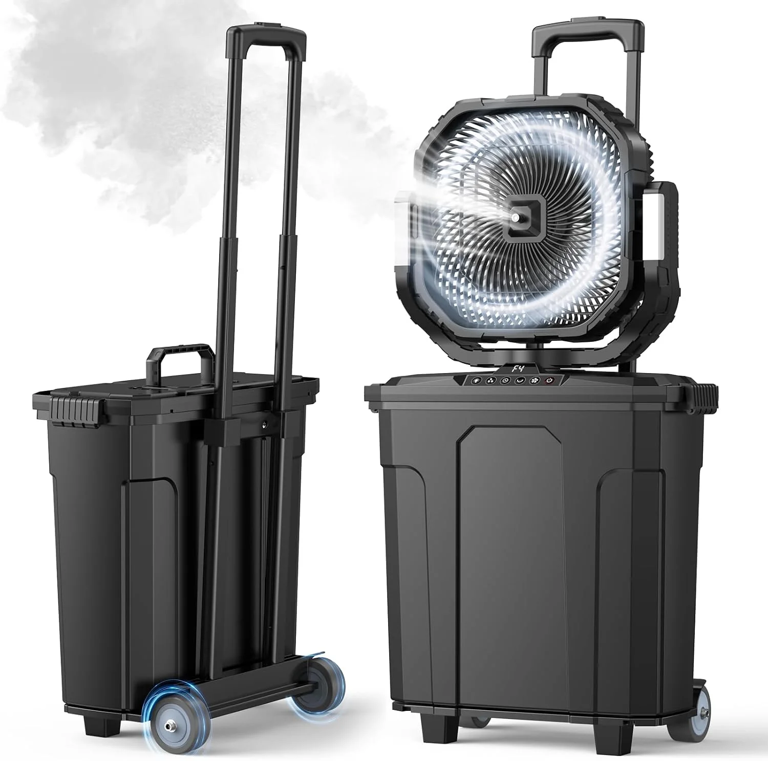 Outdoor Misting Fan for Outside, 5 Gal 12 Pro Portable Mister Fan with Water Box, 30000mAh Rechargeable Cooling
