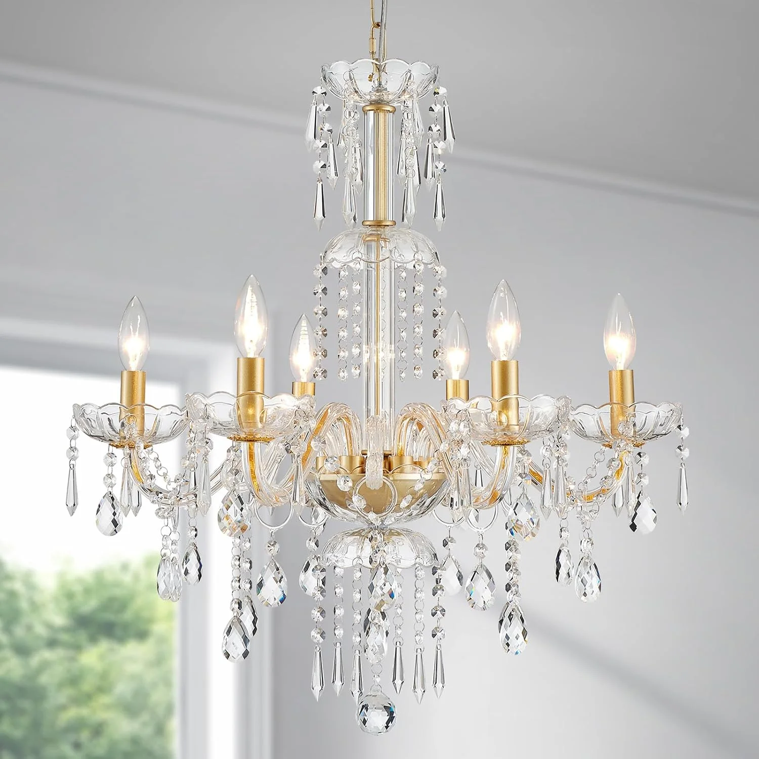 5-Light Crystal Candle Chandelier Pendant Ceiling Light Modern Lighting Fixture for Bedroom Hallway Bar Kitchen - Image 10