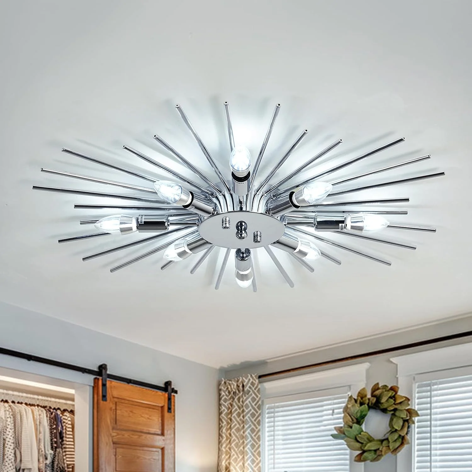 Semi Flush Mount 8 Light Ceiling Light Modern Metal Ceiling Lighting Gold Light Fixture Chandelier for - Image 2