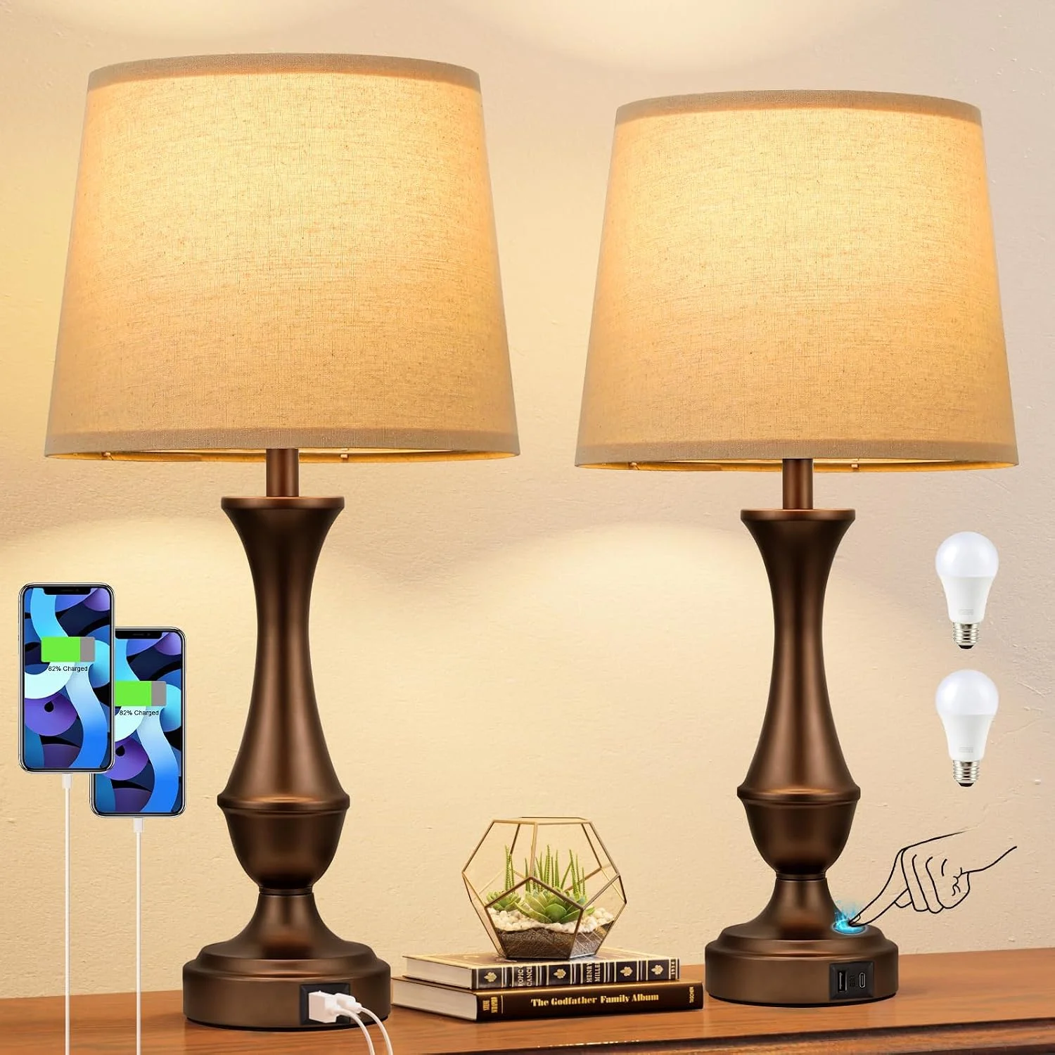 Touch Lamps for Nightstand, Dimmable, Bulb Included - Image 11