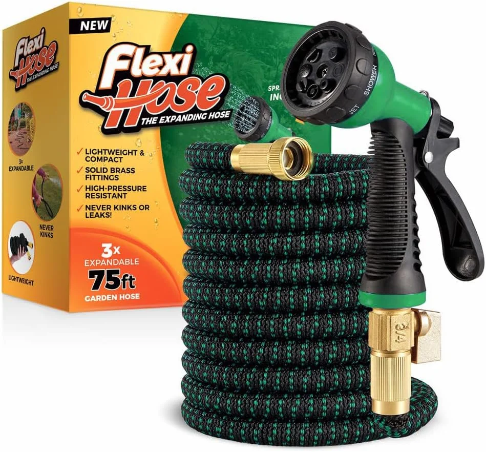 Hose with 8 Function Nozzle, 50FT - Lightweight Expandable Garden Hose, No-Kink Flexibility, 3/4 Inch Solid Brass - For Garden Watering - Image 3