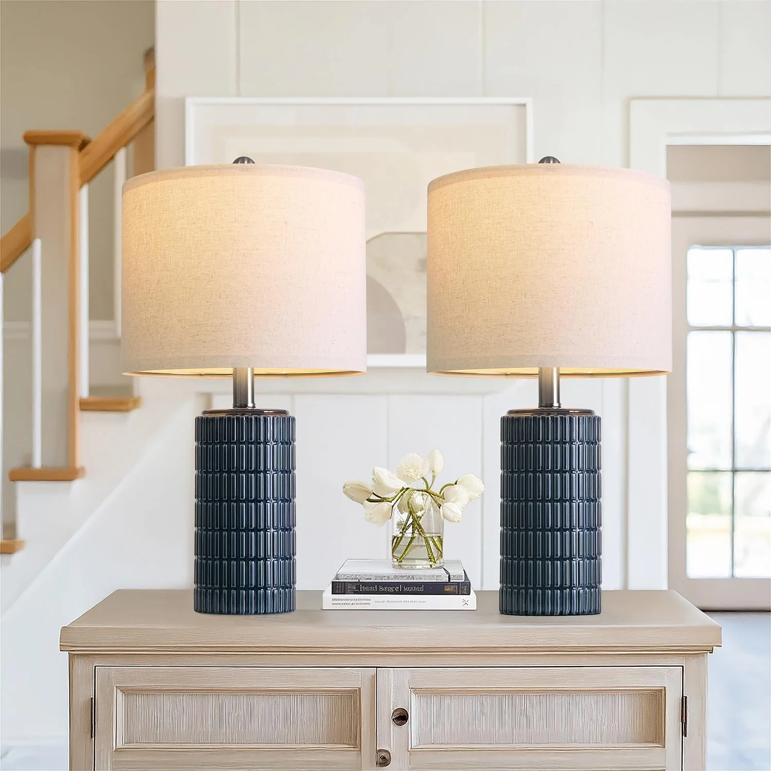 20.75 Small Modern Ceramic Table Lamp Set of 2 - Image 2
