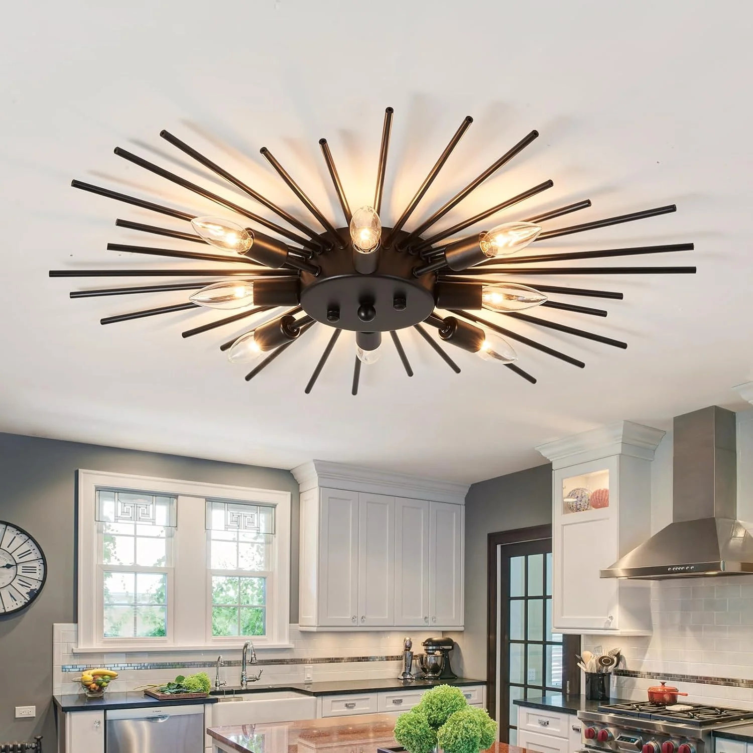 Semi Flush Mount 8 Light Ceiling Light Modern Metal Ceiling Lighting Gold Light Fixture Chandelier for - Image 3