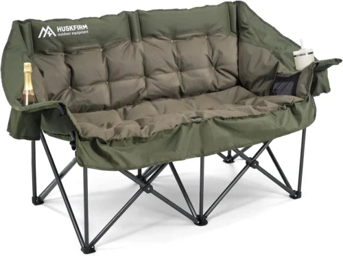 Camping Chairs Padded Loveseat Chair for 2 Person, Heavy Duty Oversized Camping Couch for Adults Outdoor Lawn