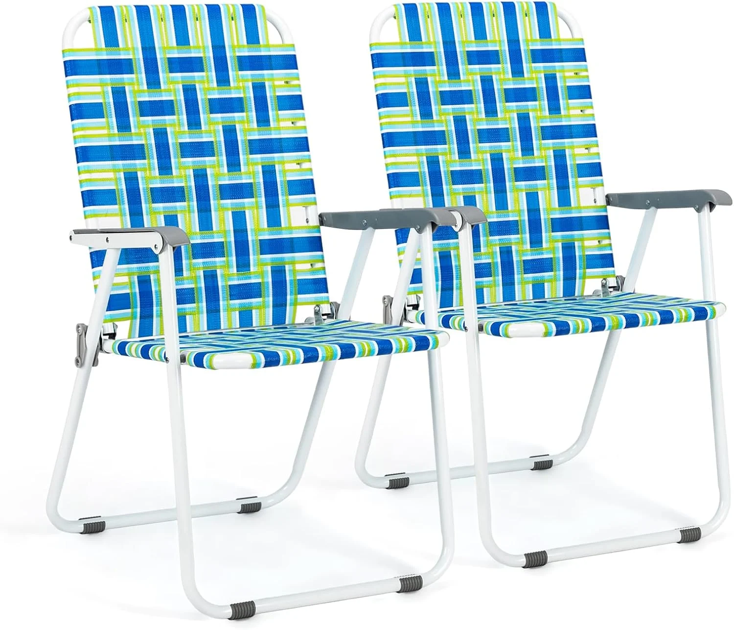 Patio Lawn Webbed Folding Chairs Set of 2, Outdoor Beach Portable Lawn Chair Camping Chair Beach Chair for Yard - Image 4